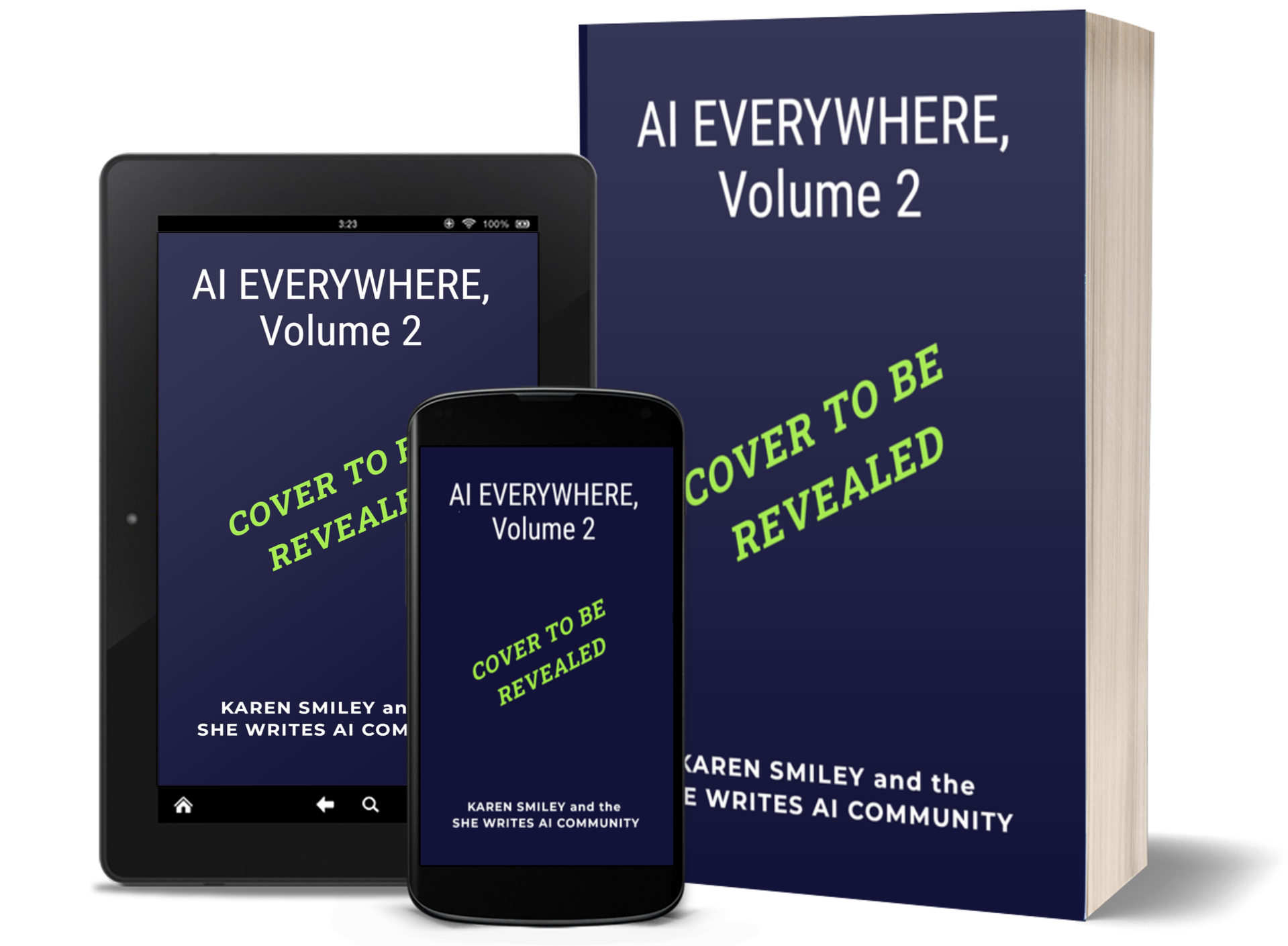 3D image of the preliminary cover of AI Everywhere, Volume 2